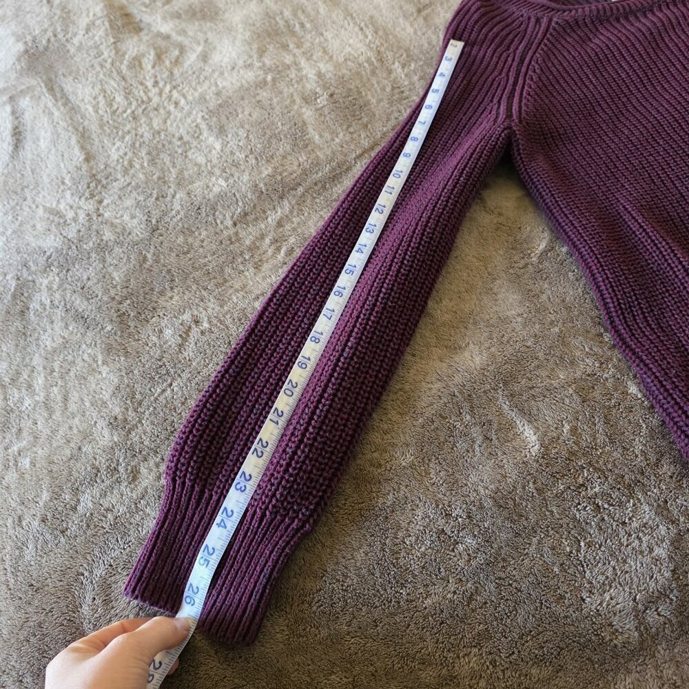 Ellen Tracy Port Marl Ribbed Sweater M Chunky Knit Cozy Plum Burgundy Pullover - Picture 14 of 14